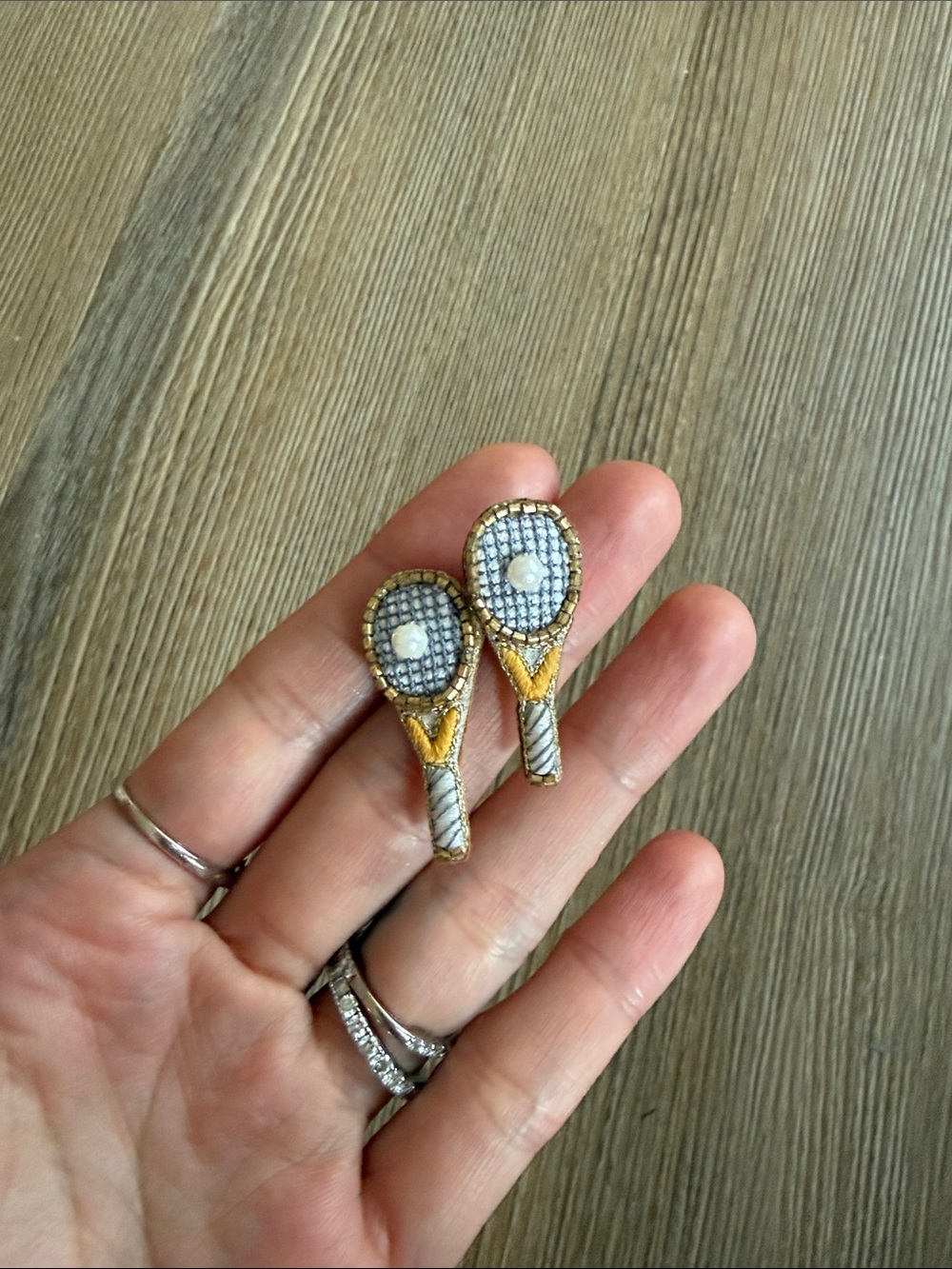 Mignonne Gavigan tennis racket earrings